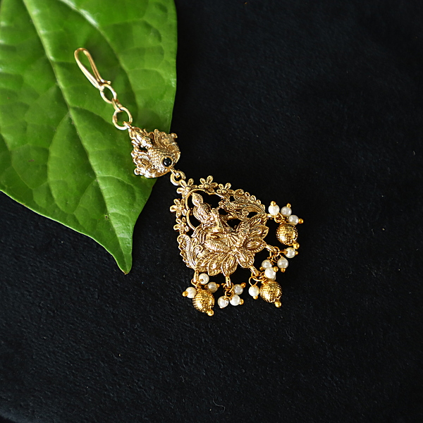 Antique Lakshmi with peacock Design multi stone Tikka