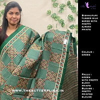 Pure Tusser Silk Saree with Pretty Ajrakh Prints BMRSTUS18141