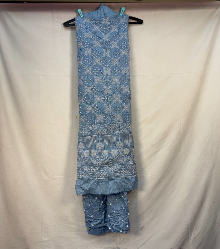 Kala Sanskruti All Over Aqua Color Heavy Cotton Satin Bandhani Dress 2.5 M (Each Piece) Elegant Traditional Wear Dress Material for Women