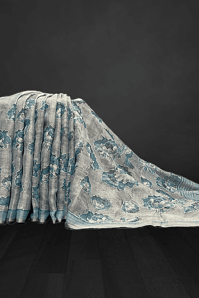 Madavi - The Linen Cotton Saree in Kantha Work 18540