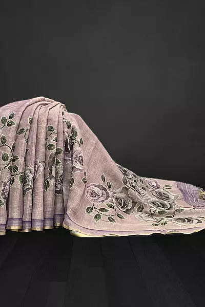 Madavi – The Linen Cotton Saree in Kantha Work 19241