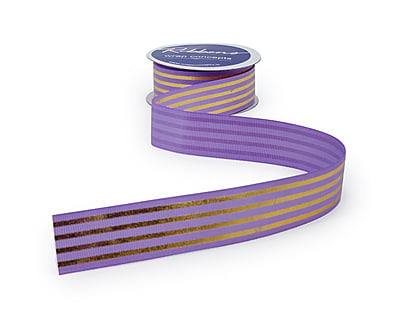 Grosgrain Ribbon with Gold Foil Stripes