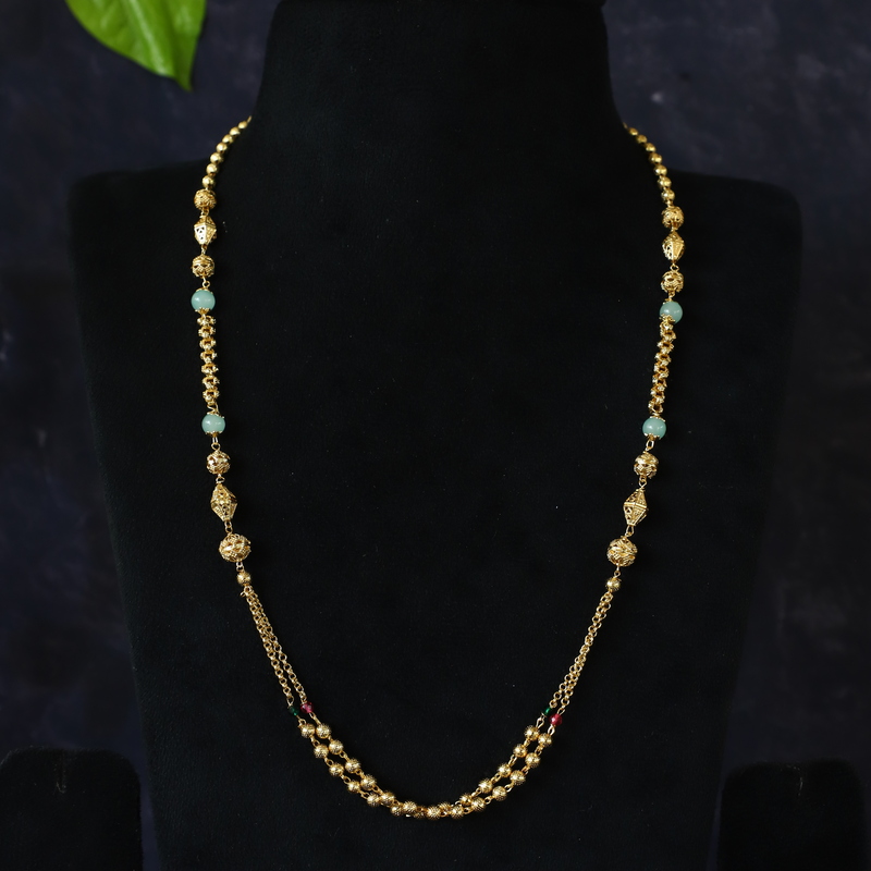 Stone With Floral Design Chain