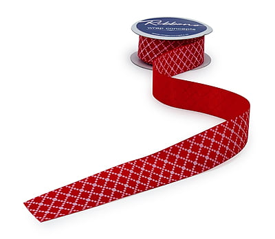 Navy Blue & White Lattice Ribbon