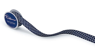 Navy Blue & White Lattice Ribbon