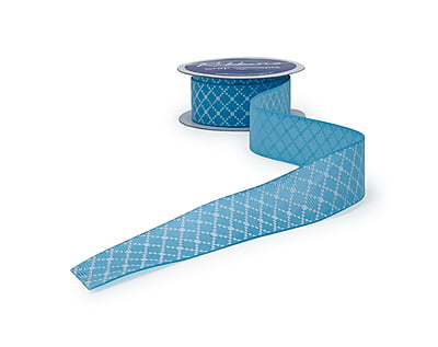 Navy Blue & White Lattice Ribbon