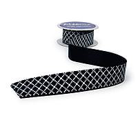 Navy Blue & White Lattice Ribbon