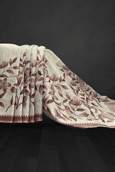 Madavi - The Linen Cotton Saree in Sequence Work 20493