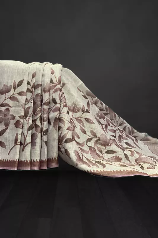 Madavi - The Linen Cotton Saree in Sequence Work 20493