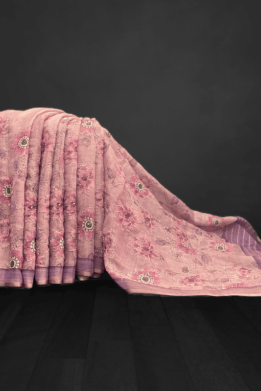 Madavi - The Linen Cotton Saree in Kantha Work 18565