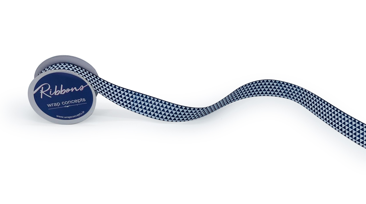 Navy Blue & White Pyramid Ribbon