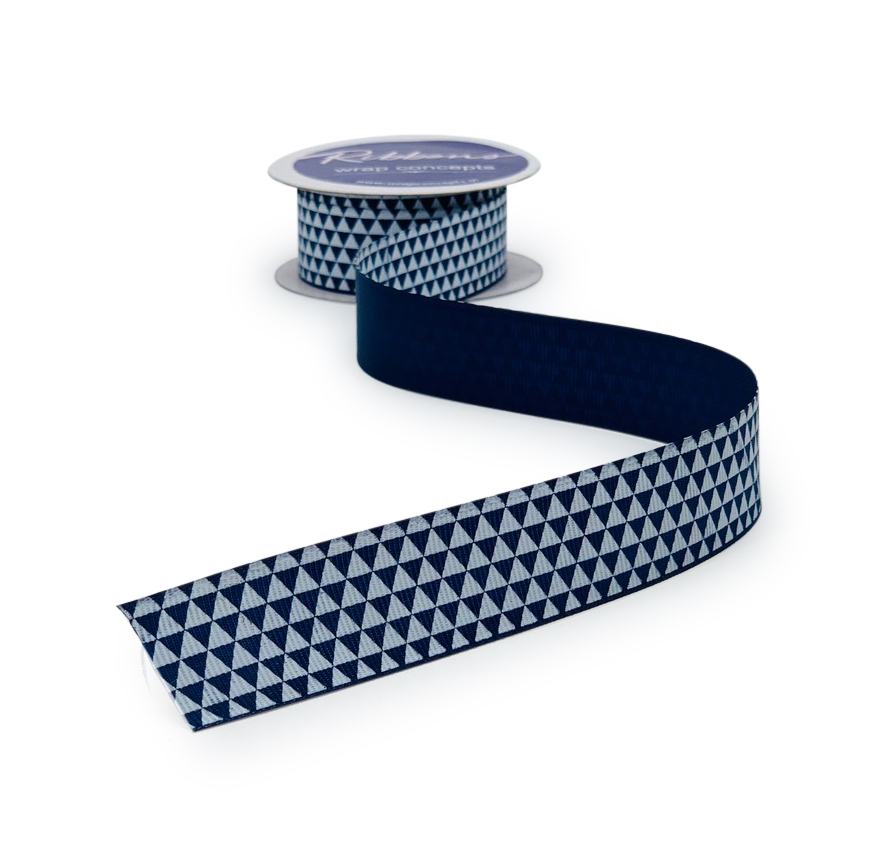Navy Blue & White Pyramid Ribbon