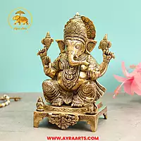Brass Ganesha Idol - 9 Inch Height