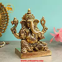 Brass Ganesha Idol - 8.5 Inch Height
