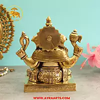 Brass Ganesha Idol - 8.5 Inch Height