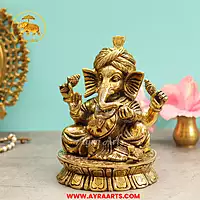 Brass Ganesha Idol - 8 Inch Height