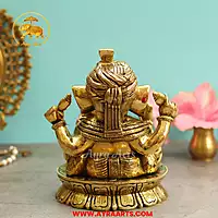 Brass Ganesha Idol - 8 Inch Height