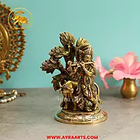 Brass Cow Krishna With Tree - 6.5 Inch Height