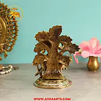 Brass Cow Krishna With Tree - 6.5 Inch Height
