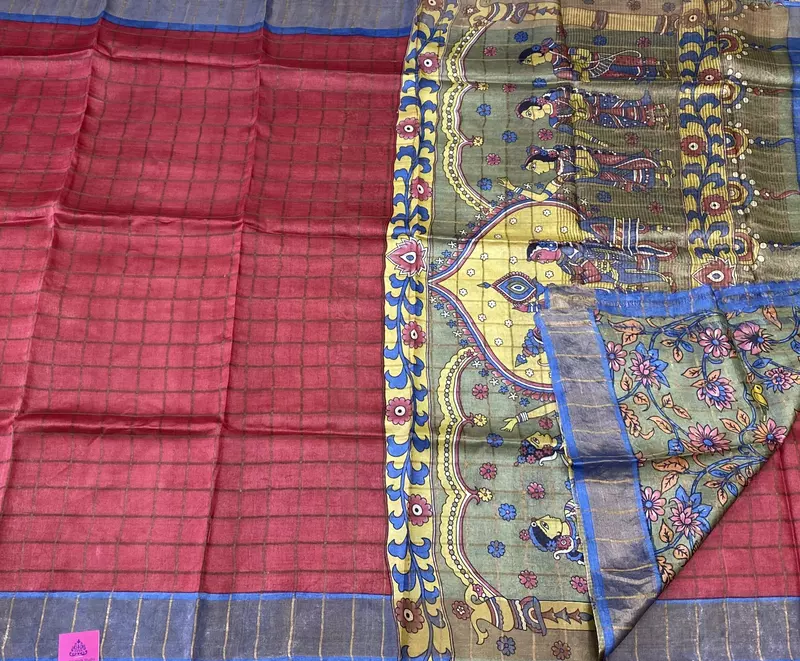 Brindha - Kattam Pure Tussar Silk Sarees Kalamkari Edition SWS2