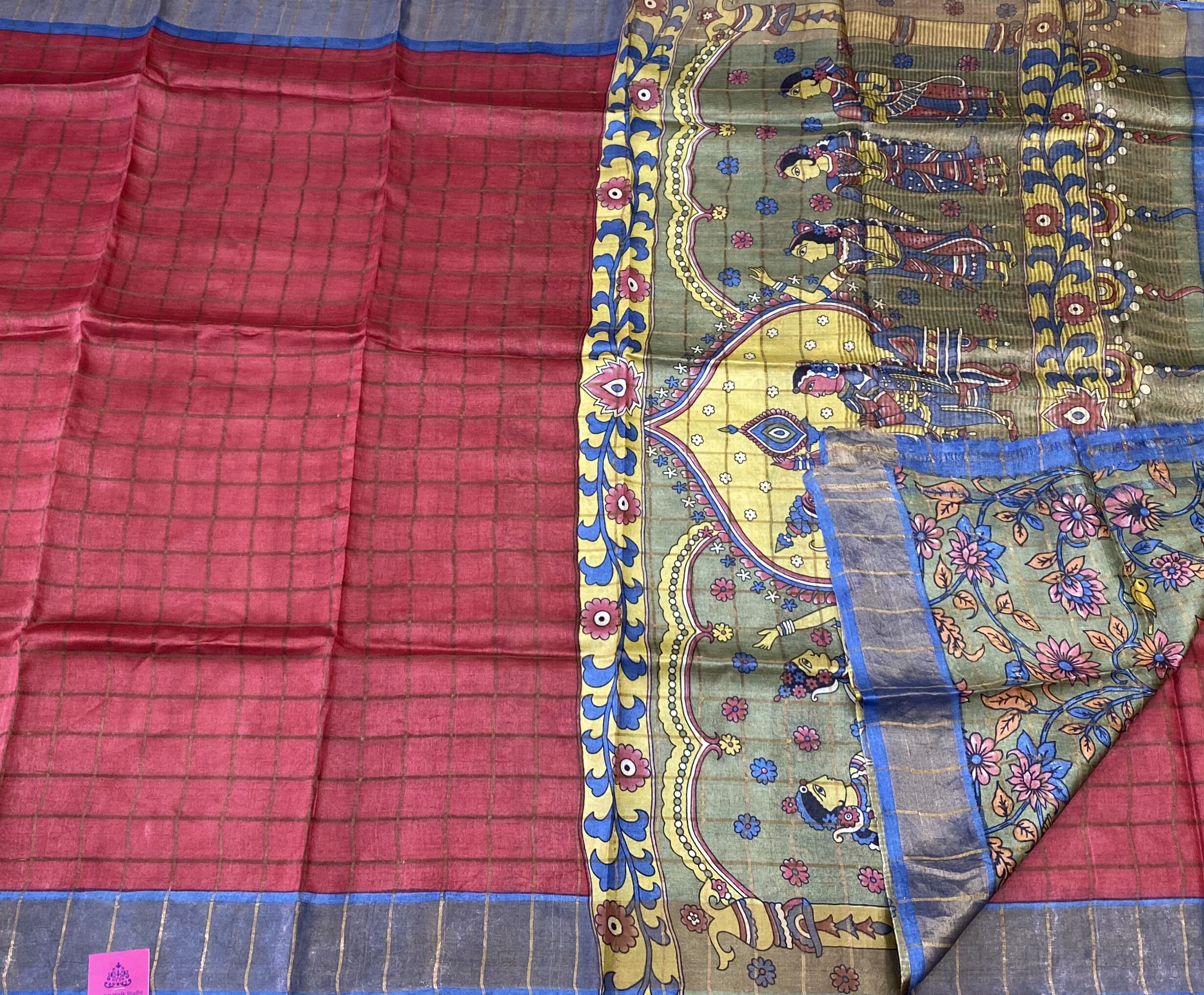 Brindha - Kattam Pure Tussar Silk Sarees Kalamkari Edition SWS2