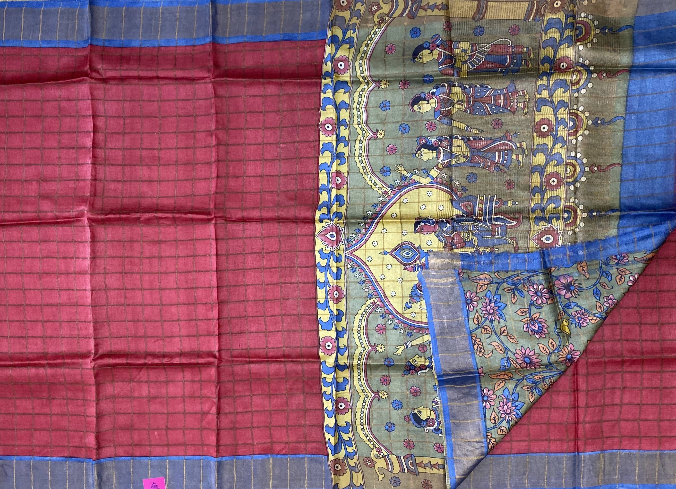 Brindha - Kattam Pure Tussar Silk Sarees Kalamkari Edition SWS2