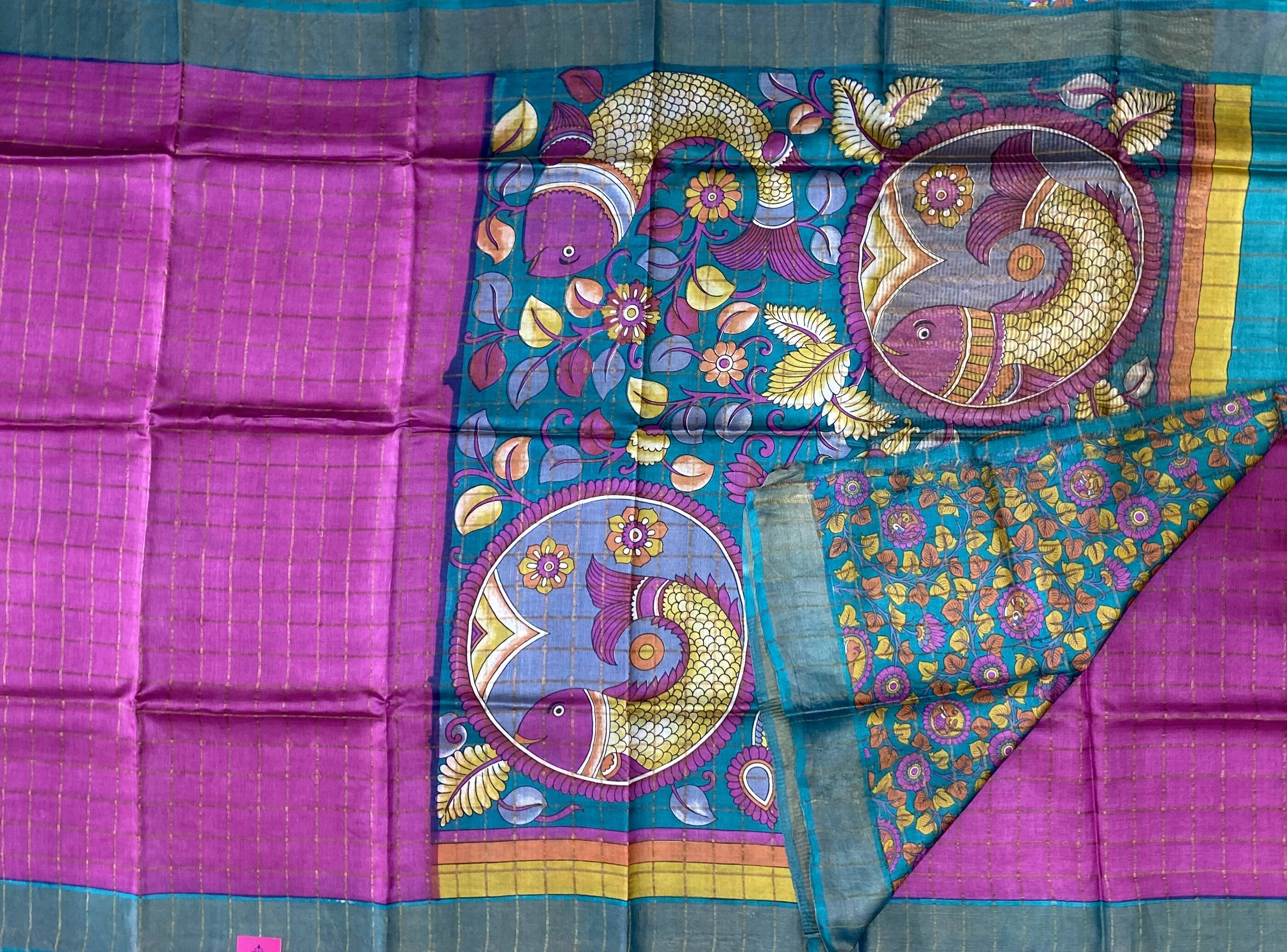 Brindha - Kattam Pure Tussar Silk Sarees Kalamkari Edition SWS2