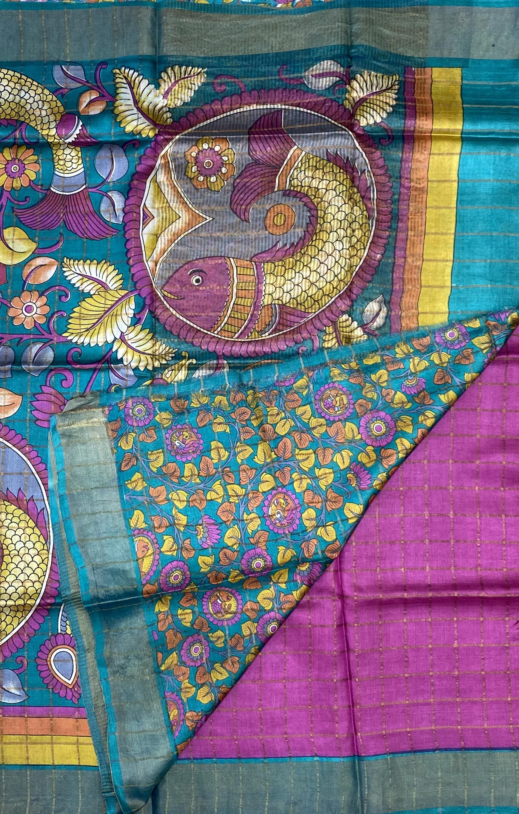 Brindha - Kattam Pure Tussar Silk Sarees Kalamkari Edition SWS2