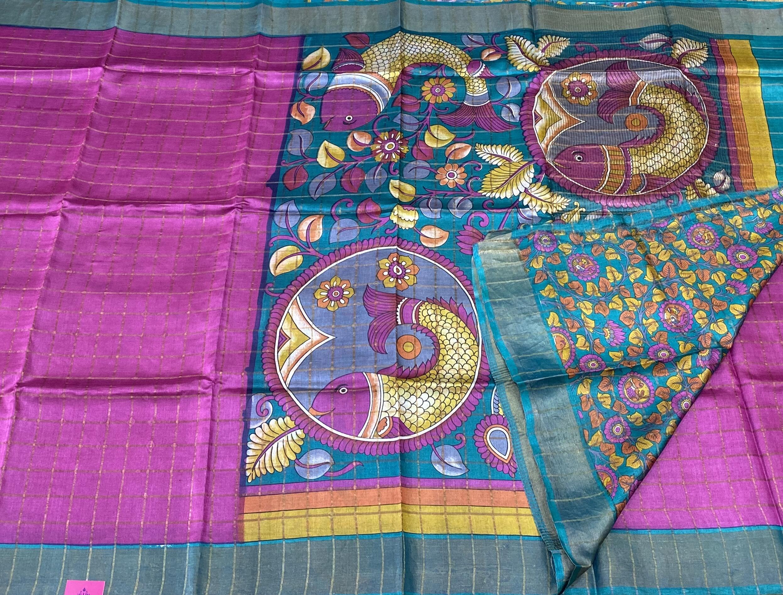 Brindha - Kattam Pure Tussar Silk Sarees Kalamkari Edition SWS2