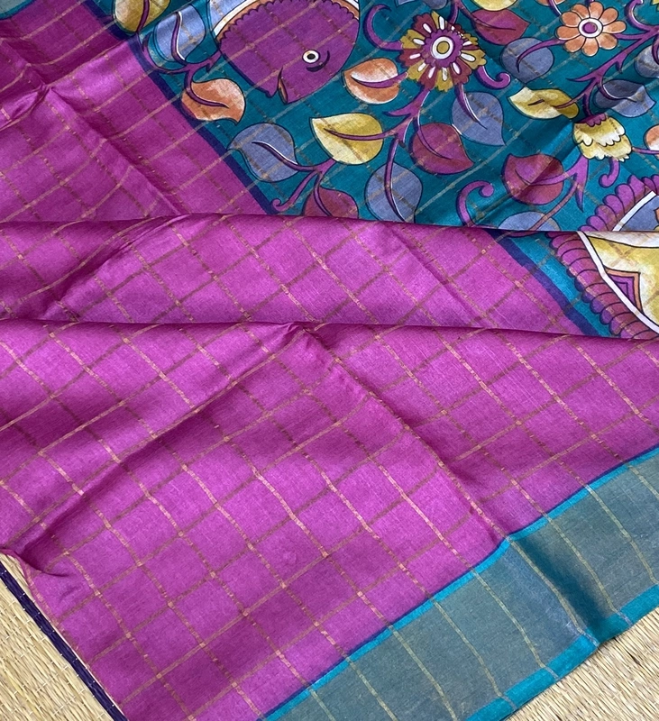 Brindha - Kattam Pure Tussar Silk Sarees Kalamkari Edition SWS2
