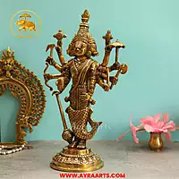 Brass Vishnu In Dhashavatharam Depiction In Single Idol - 17 Inch Height
