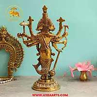 Brass Vishnu In Dhashavatharam Depiction In Single Idol - 17 Inch Height