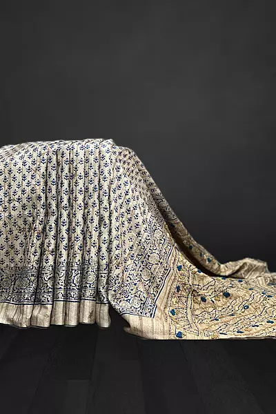 Saanvi - The Dupion Tussar Saree in Checked Body pattern 18083
