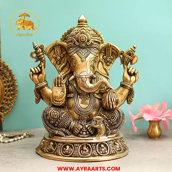 Brass Asta Ganesha - 15 Inch Height