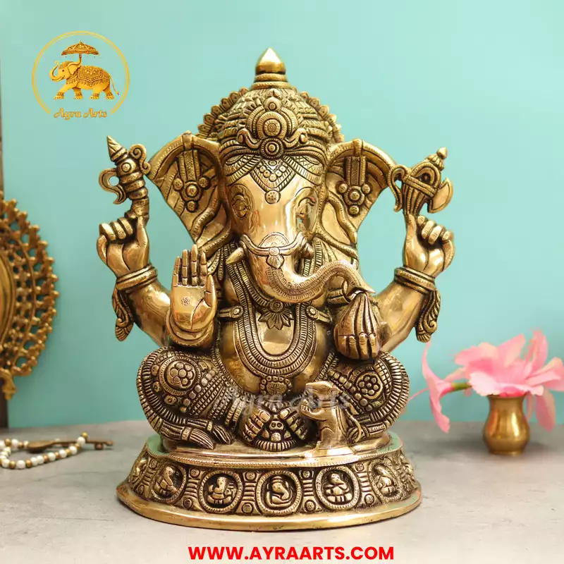 Brass Asta Ganesha - 15 Inch Height