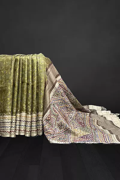 Saanvi - The Dupion Tussar Saree in a Printed Body 18087