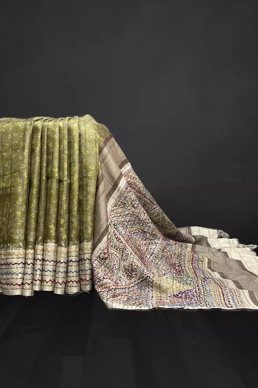Saanvi - The Dupion Tussar Saree in a Printed Body 18087