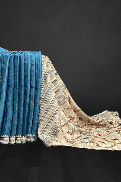 Saanvi - The Dupion Tussar Saree with Plain Butta Body 18113