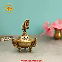 Brass Chidiya Peacock Dhoop dani - 5.5 Inch Height