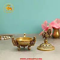 Brass Chidiya Peacock Dhoop dani - 5.5 Inch Height