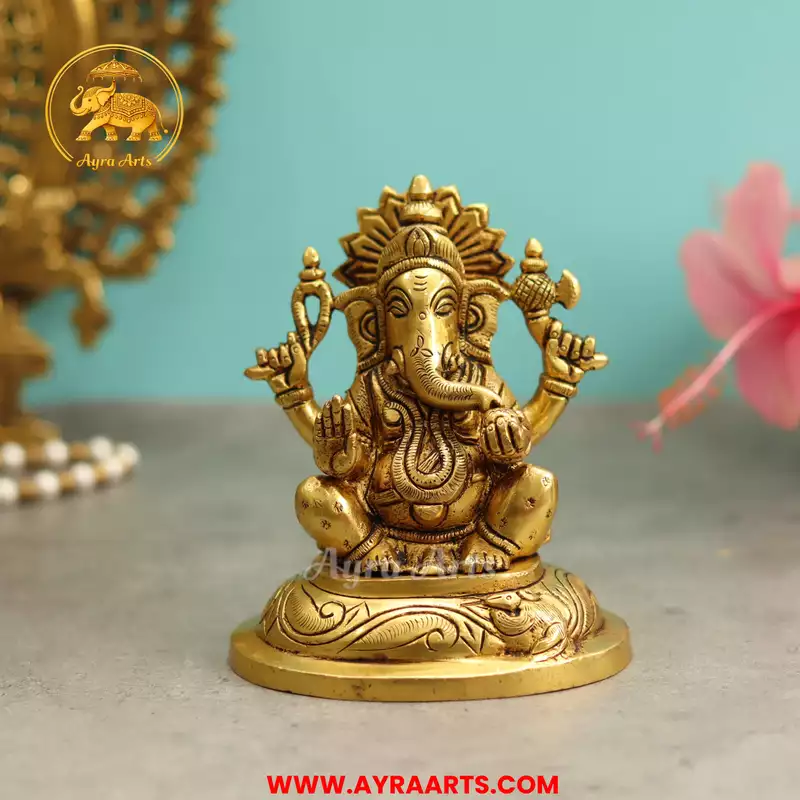 Brass Ganesha Idol - 5 Inch Height