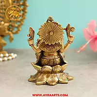 Brass Ganesha Sitting On Lotus - 5.5 Inch Height