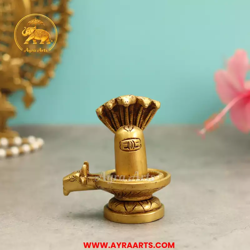 Brass Shiva Lingam With Snake - 3.8 Inch Height
