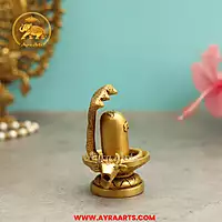 Brass Shiva Lingam With Snake - 3.8 Inch Height