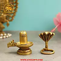 Brass Shiva Lingam With Snake - 3.8 Inch Height