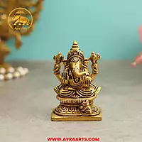 Brass Ganesha Idol - 3.5 Inch Height