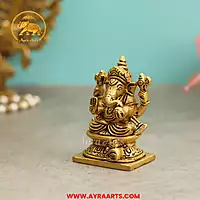 Brass Ganesha Idol - 3.5 Inch Height