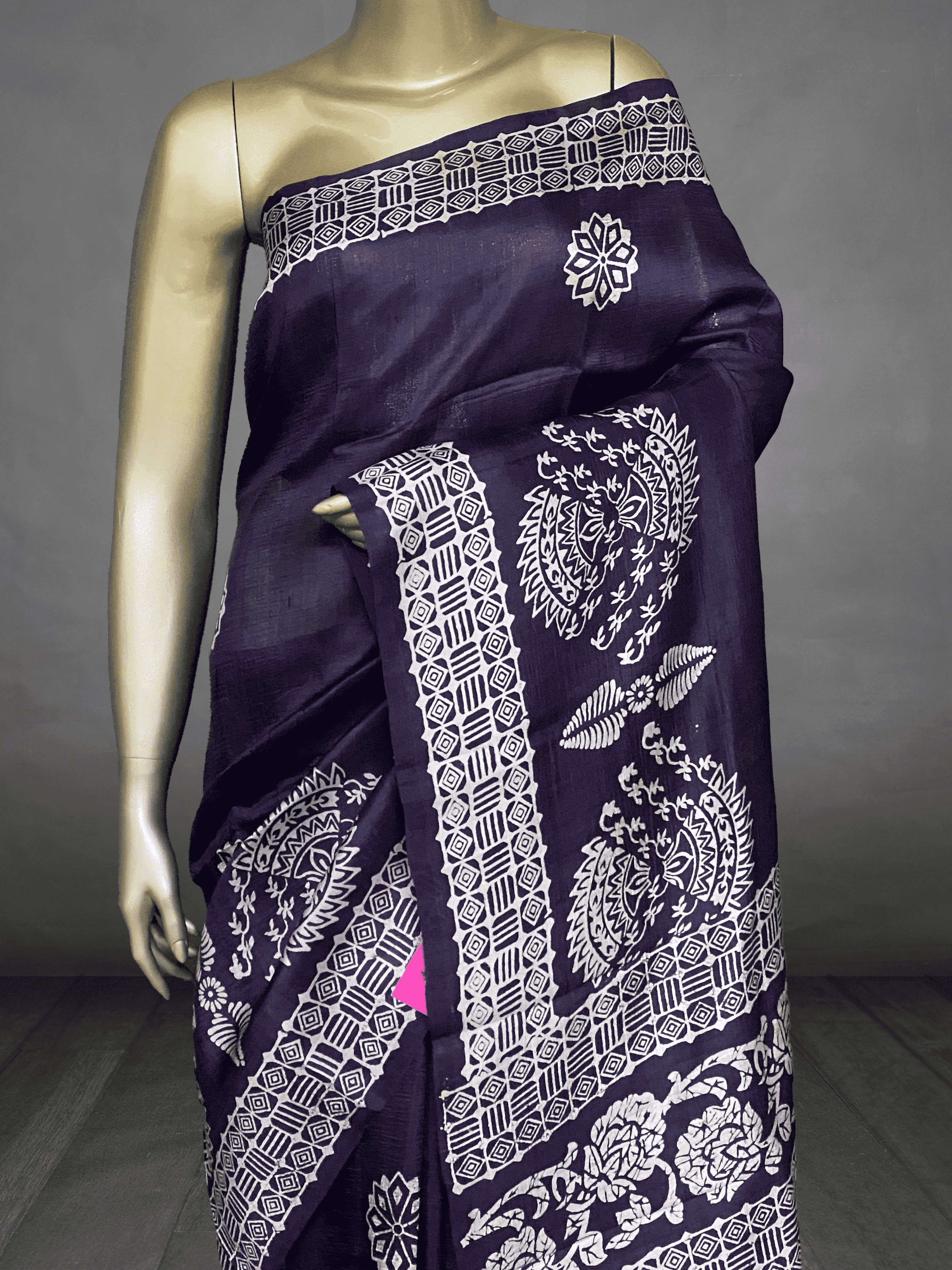 Anushka – Pure Tussar Saree (Block Print Design) 15231