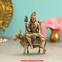 Premium Brass Shiva Sitting On Nandi - 6 Inch Height