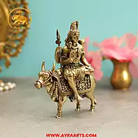 Premium Brass Shiva Sitting On Nandi - 6 Inch Height